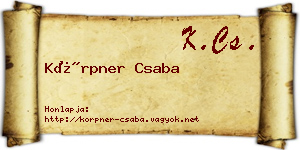 Körpner Csaba névjegykártya